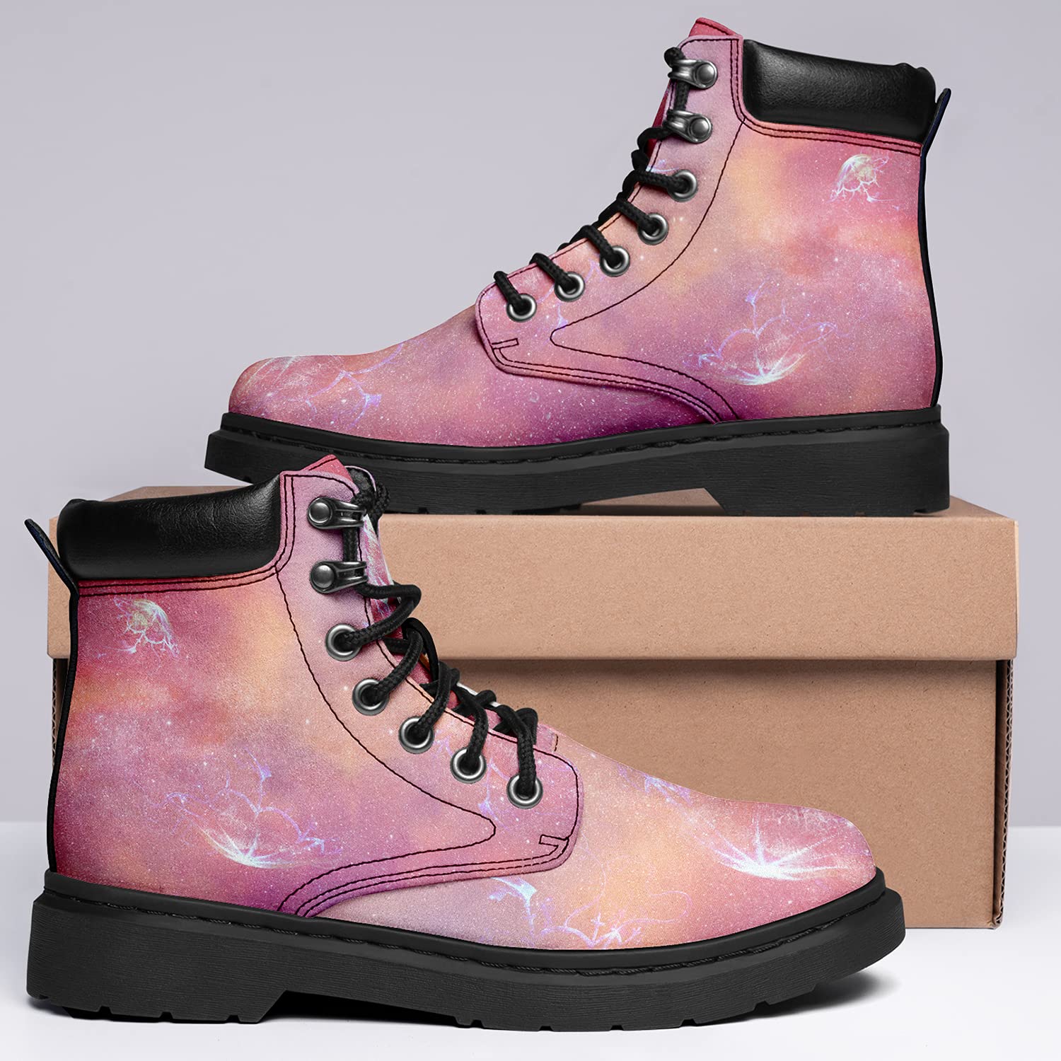 Botas clásicas con estampado de medusas Botines para mujer Botas de combate de cuero con cordones para mujer 