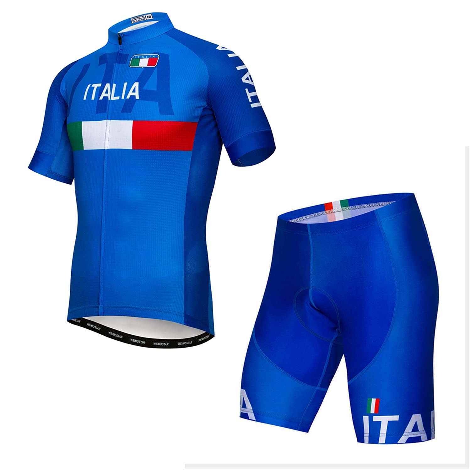 Conjunto de pantalones cortos de jersey de ciclismo Traje superior de bicicleta acolchado para hombres