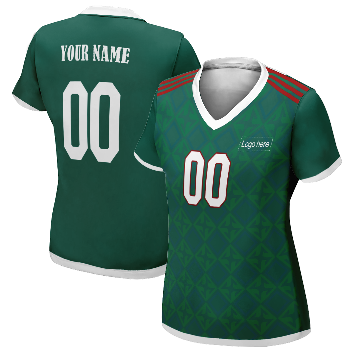 Camiseta de fútbol personalizada reversible de la Copa Mundial de México para mujer con imagen