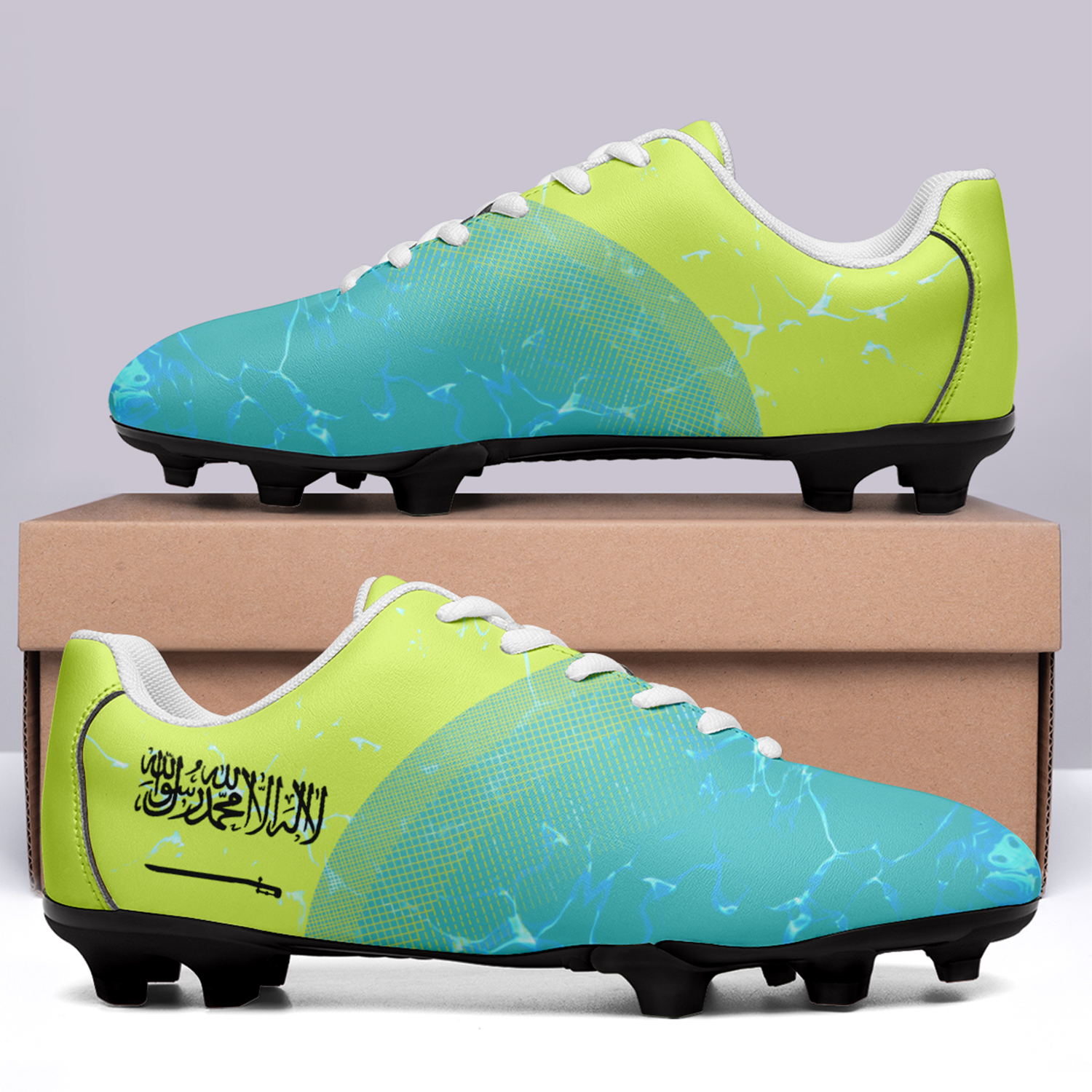Botines de fútbol personalizados para suelo firme al aire libre del equipo de Arabia Saudita de la Copa Mundial de la FIFA 2022